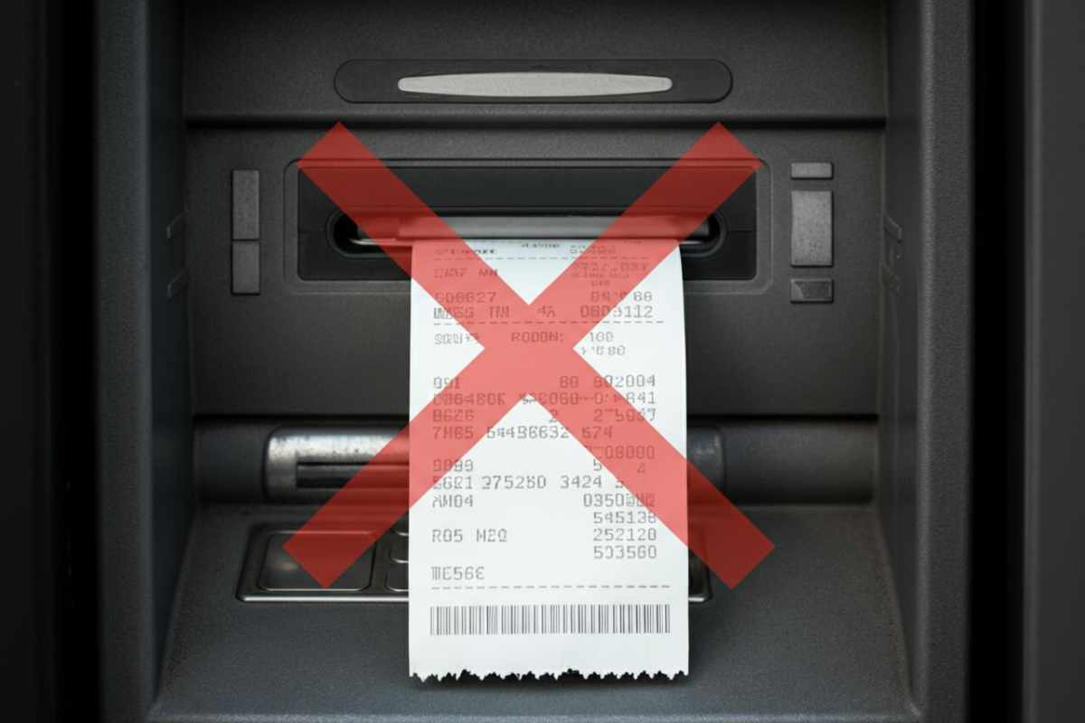 Non stampare lo scontrino del bancomat